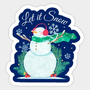 Christmas Edition "Let it Snow" with Snowman and Snowflakes Sticker